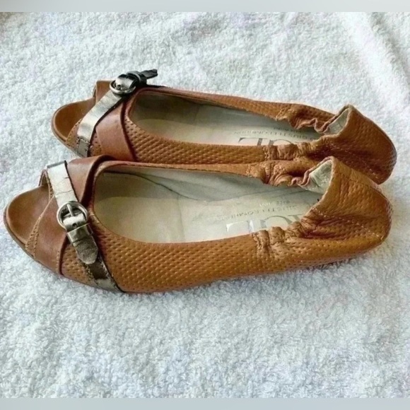 Agl Shoes - AGL Italian Brown Camel Leather Peep Toe
Wedge Flat Size 6/36.5